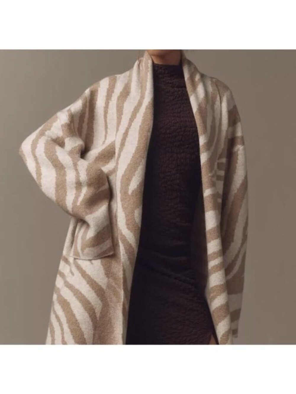 Anthropologie Women's Beige The Mariel Longline Cardigan Sweater Size O/S 2983 - Picture 4 of 12
